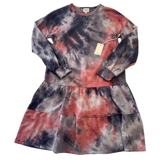 NEW NWT Ava James Tiered Sweatshirt Dress Tie Dye Boho Peasant Size Womens Small - Picture 1 of 7
